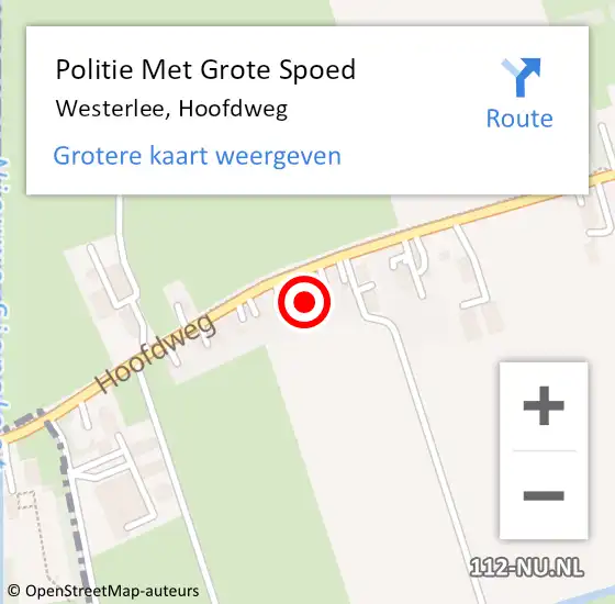 Locatie op kaart van de 112 melding: Politie Met Grote Spoed Naar Westerlee, Hoofdweg op 21 december 2021 09:56