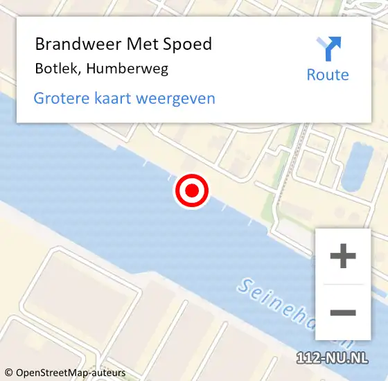 Locatie op kaart van de 112 melding: Brandweer Met Spoed Naar Botlek, Humberweg op 21 december 2021 10:00