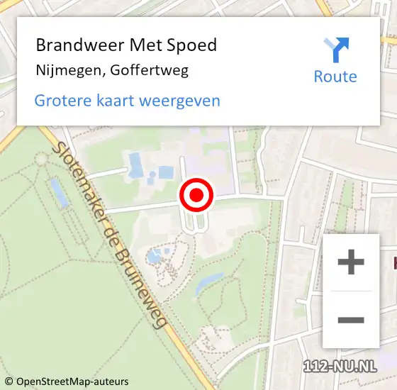 Locatie op kaart van de 112 melding: Brandweer Met Spoed Naar Nijmegen, Goffertweg op 21 december 2021 10:07