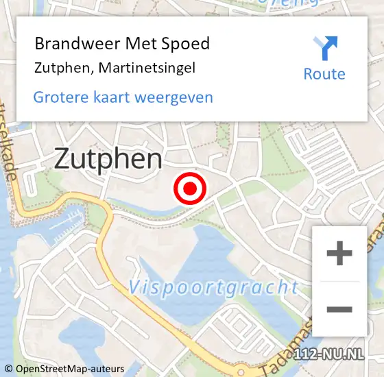 Locatie op kaart van de 112 melding: Brandweer Met Spoed Naar Zutphen, Martinetsingel op 21 december 2021 10:08