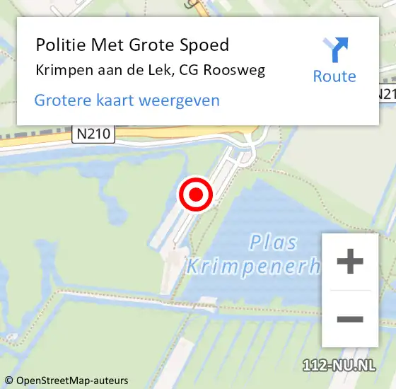 Locatie op kaart van de 112 melding: Politie Met Grote Spoed Naar Krimpen aan de Lek, CG Roosweg op 21 december 2021 10:22