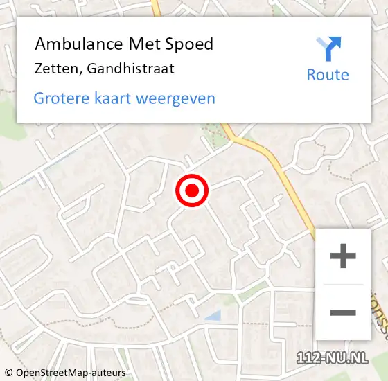 Locatie op kaart van de 112 melding: Ambulance Met Spoed Naar Zetten, Gandhistraat op 21 december 2021 10:46