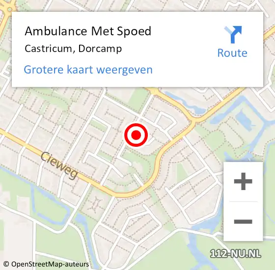 Locatie op kaart van de 112 melding: Ambulance Met Spoed Naar Castricum, Dorcamp op 21 december 2021 10:54