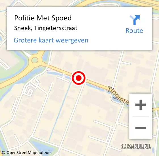 Locatie op kaart van de 112 melding: Politie Met Spoed Naar Sneek, Tingietersstraat op 21 december 2021 11:16