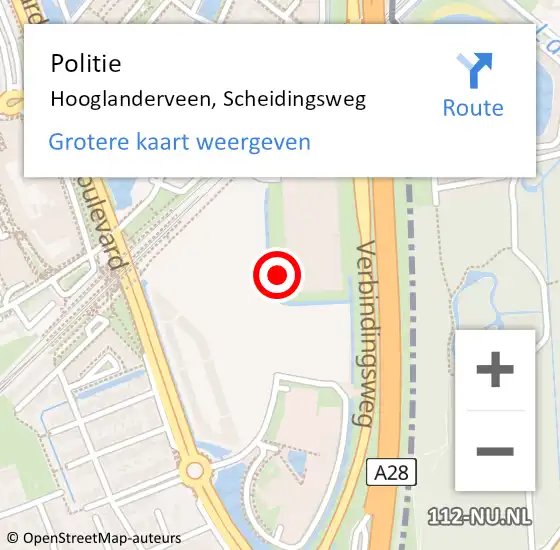 Locatie op kaart van de 112 melding: Politie Hooglanderveen, Scheidingsweg op 21 december 2021 11:20