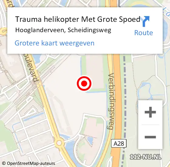 Locatie op kaart van de 112 melding: Trauma helikopter Met Grote Spoed Naar Hooglanderveen, Scheidingsweg op 21 december 2021 11:44