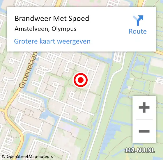 Locatie op kaart van de 112 melding: Brandweer Met Spoed Naar Amstelveen, Olympus op 21 december 2021 12:00