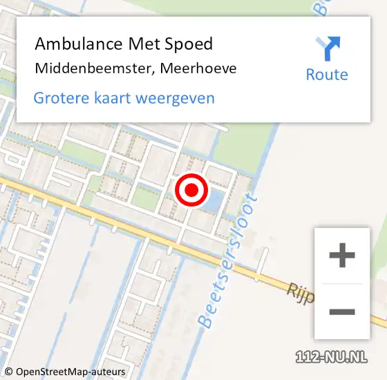 Locatie op kaart van de 112 melding: Ambulance Met Spoed Naar Middenbeemster, Meerhoeve op 21 december 2021 12:00