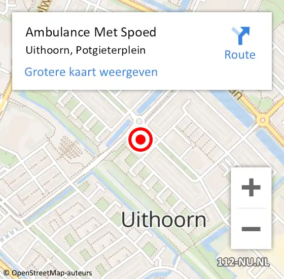 Locatie op kaart van de 112 melding: Ambulance Met Spoed Naar Uithoorn, Potgieterplein op 21 december 2021 12:05