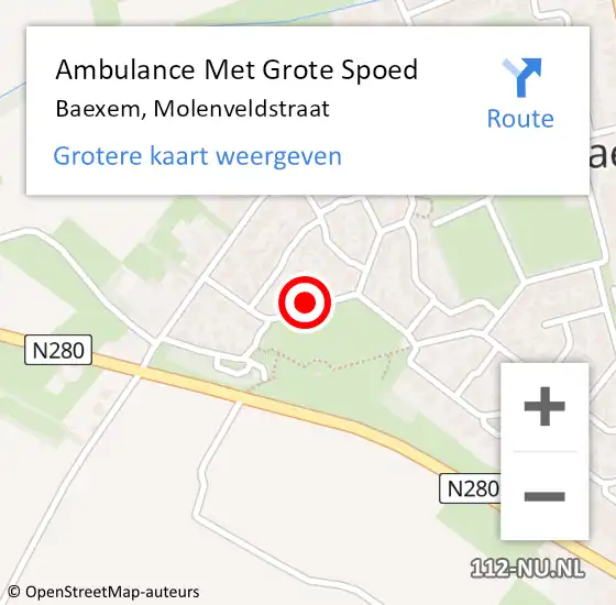Locatie op kaart van de 112 melding: Ambulance Met Grote Spoed Naar Baexem, Molenveldstraat op 21 december 2021 12:11