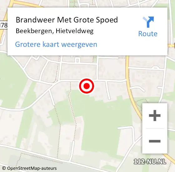 Locatie op kaart van de 112 melding: Brandweer Met Grote Spoed Naar Beekbergen, Hietveldweg op 21 december 2021 12:12