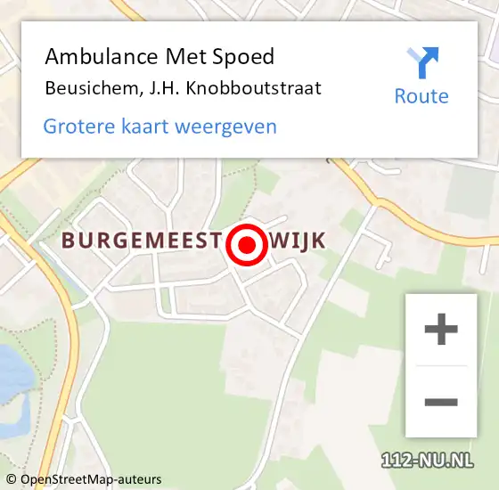 Locatie op kaart van de 112 melding: Ambulance Met Spoed Naar Beusichem, J.H. Knobboutstraat op 21 december 2021 12:16