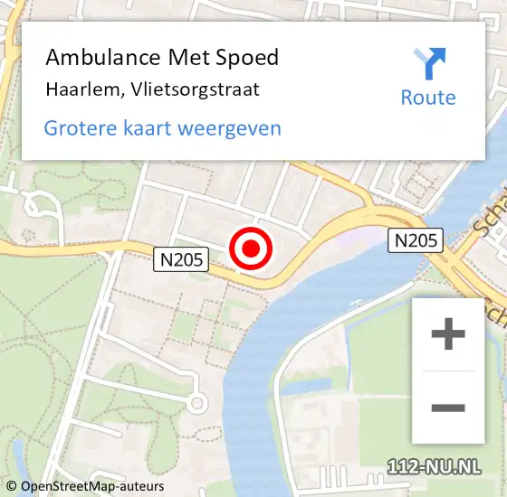 Locatie op kaart van de 112 melding: Ambulance Met Spoed Naar Haarlem, Vlietsorgstraat op 21 december 2021 12:36