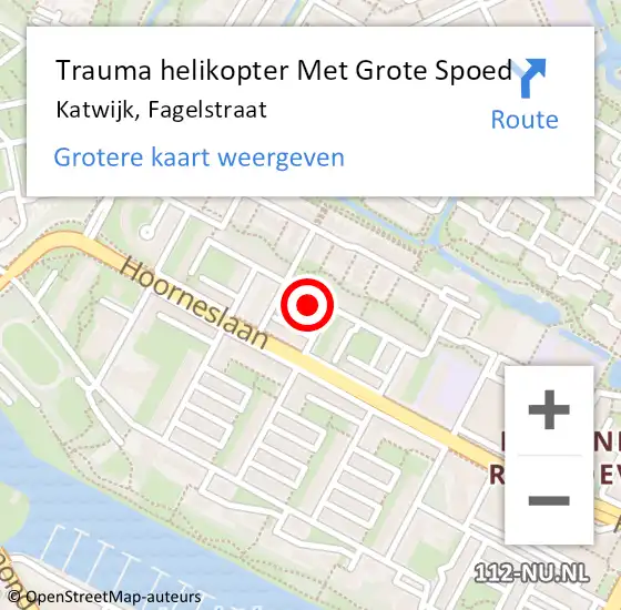 Locatie op kaart van de 112 melding: Trauma helikopter Met Grote Spoed Naar Katwijk, Fagelstraat op 21 december 2021 12:45