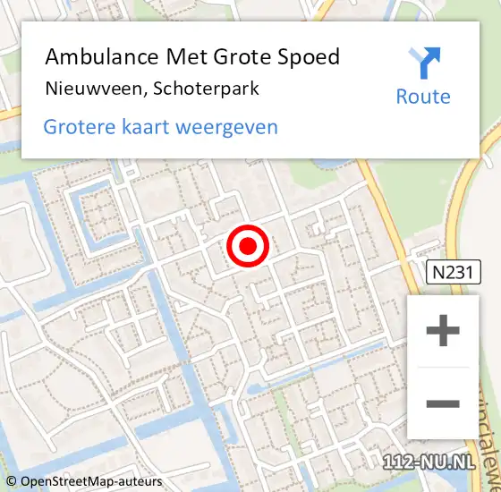 Locatie op kaart van de 112 melding: Ambulance Met Grote Spoed Naar Nieuwveen, Schoterpark op 21 december 2021 12:59