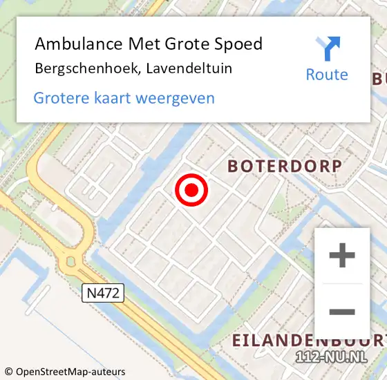 Locatie op kaart van de 112 melding: Ambulance Met Grote Spoed Naar Bergschenhoek, Lavendeltuin op 21 december 2021 12:59