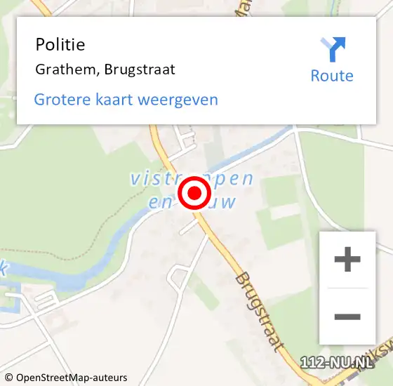 Locatie op kaart van de 112 melding: Politie Grathem, Brugstraat op 21 december 2021 12:59