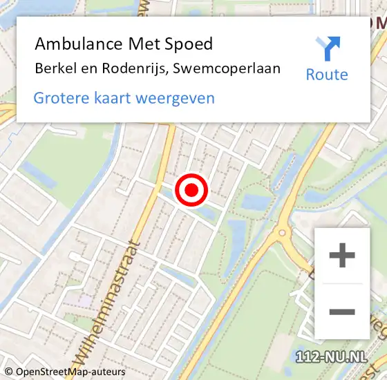 Locatie op kaart van de 112 melding: Ambulance Met Spoed Naar Berkel en Rodenrijs, Swemcoperlaan op 21 december 2021 13:06