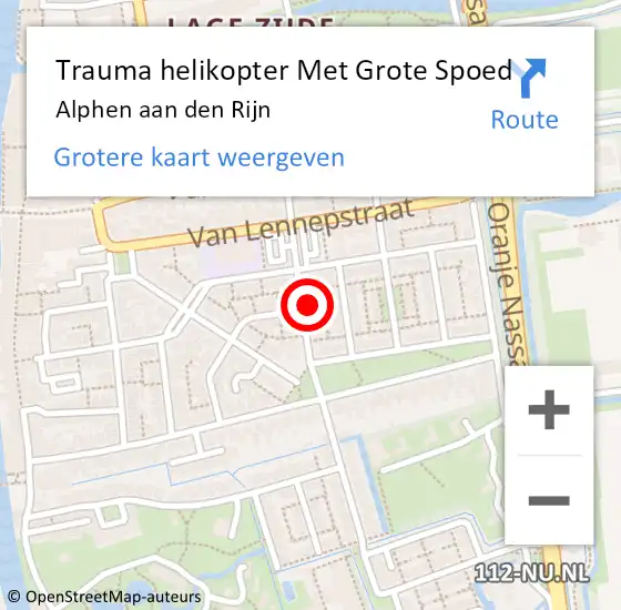 Locatie op kaart van de 112 melding: Trauma helikopter Met Grote Spoed Naar Alphen aan den Rijn op 21 december 2021 13:07