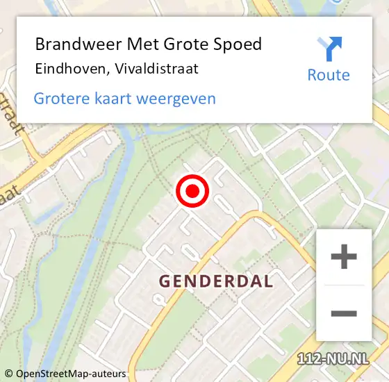 Locatie op kaart van de 112 melding: Brandweer Met Grote Spoed Naar Eindhoven, Vivaldistraat op 21 december 2021 13:22