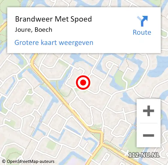 Locatie op kaart van de 112 melding: Brandweer Met Spoed Naar Joure, Boech op 21 december 2021 13:32