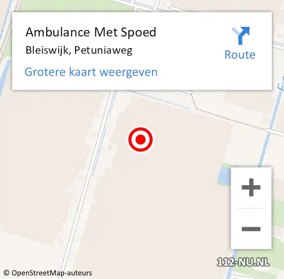 Locatie op kaart van de 112 melding: Ambulance Met Spoed Naar Bleiswijk, Petuniaweg op 21 december 2021 13:34