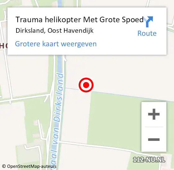 Locatie op kaart van de 112 melding: Trauma helikopter Met Grote Spoed Naar Dirksland, Oost Havendijk op 21 december 2021 13:40