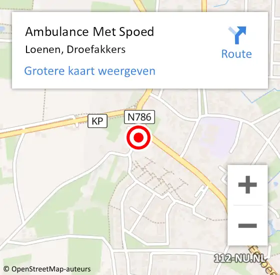 Locatie op kaart van de 112 melding: Ambulance Met Spoed Naar Loenen, Droefakkers op 21 december 2021 13:40