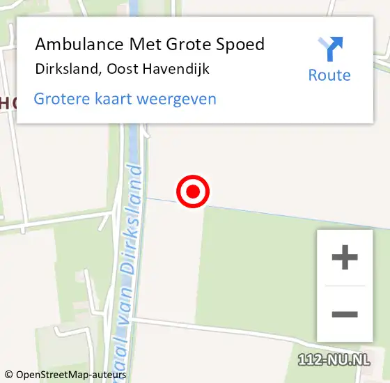 Locatie op kaart van de 112 melding: Ambulance Met Grote Spoed Naar Dirksland, Oost Havendijk op 21 december 2021 13:40