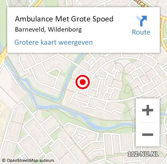 Locatie op kaart van de 112 melding: Ambulance Met Grote Spoed Naar Barneveld, Wildenborg op 21 december 2021 14:00