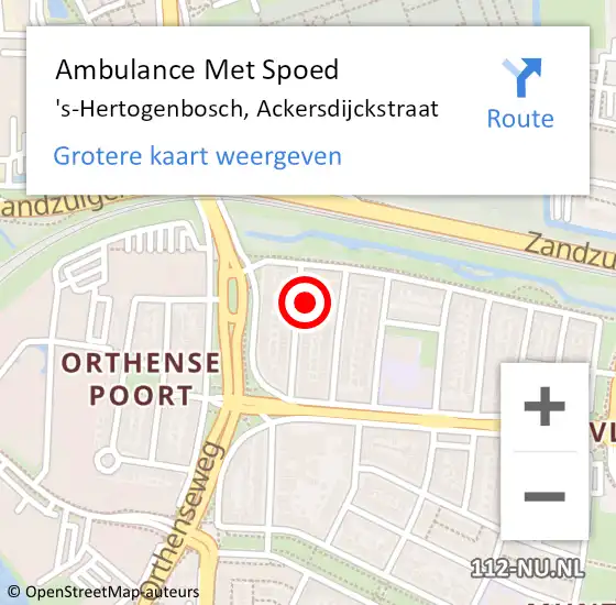 Locatie op kaart van de 112 melding: Ambulance Met Spoed Naar 's-Hertogenbosch, Ackersdijckstraat op 2 juli 2014 23:31