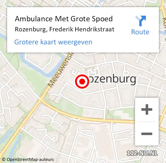 Locatie op kaart van de 112 melding: Ambulance Met Grote Spoed Naar Rozenburg, Frederik Hendrikstraat op 21 december 2021 14:25