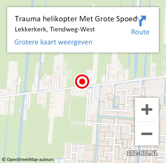 Locatie op kaart van de 112 melding: Trauma helikopter Met Grote Spoed Naar Lekkerkerk, Tiendweg-West op 21 december 2021 14:27