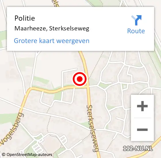 Locatie op kaart van de 112 melding: Politie Maarheeze, Sterkselseweg op 21 december 2021 14:34