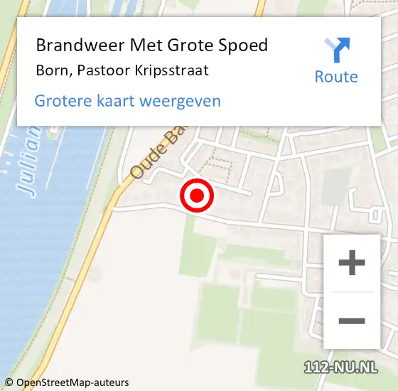 Locatie op kaart van de 112 melding: Brandweer Met Grote Spoed Naar Born, Pastoor Kripsstraat op 21 december 2021 14:39