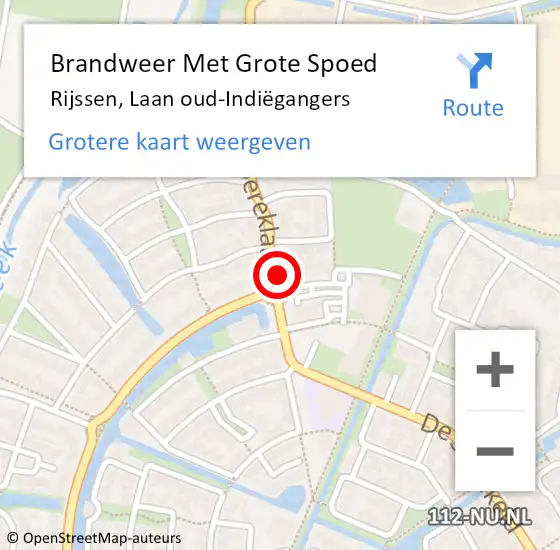 Locatie op kaart van de 112 melding: Brandweer Met Grote Spoed Naar Rijssen, Laan oud-Indiëgangers op 21 december 2021 14:41