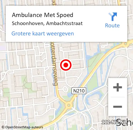 Locatie op kaart van de 112 melding: Ambulance Met Spoed Naar Schoonhoven, Ambachtsstraat op 21 december 2021 15:03