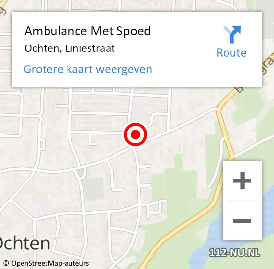 Locatie op kaart van de 112 melding: Ambulance Met Spoed Naar Ochten, Liniestraat op 21 december 2021 15:21