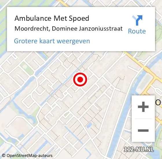 Locatie op kaart van de 112 melding: Ambulance Met Spoed Naar Moordrecht, Dominee Janzoniusstraat op 21 december 2021 15:25