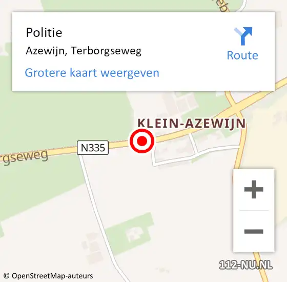 Locatie op kaart van de 112 melding: Politie Azewijn, Terborgseweg op 21 december 2021 16:02