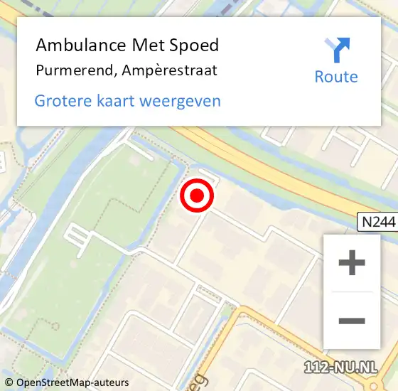 Locatie op kaart van de 112 melding: Ambulance Met Spoed Naar Purmerend, Ampèrestraat op 21 december 2021 16:03