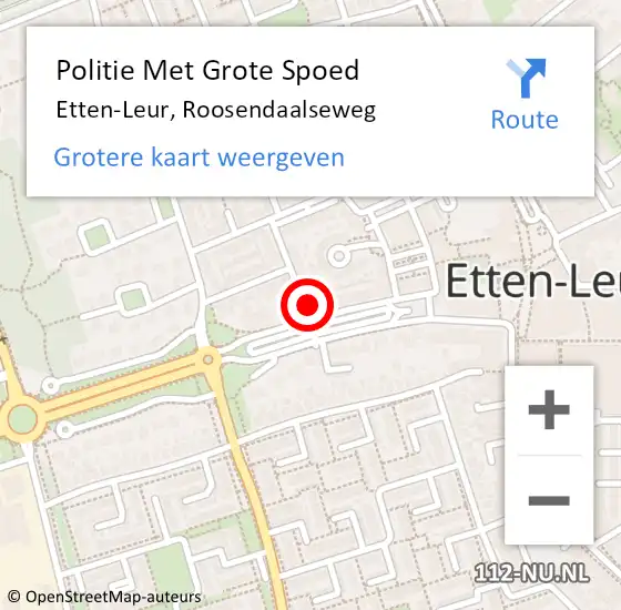 Locatie op kaart van de 112 melding: Politie Met Grote Spoed Naar Etten-Leur, Roosendaalseweg op 21 december 2021 16:11