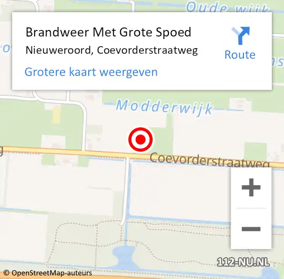 Locatie op kaart van de 112 melding: Brandweer Met Grote Spoed Naar Nieuweroord, Coevorderstraatweg op 3 juli 2014 00:02