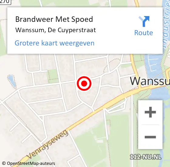 Locatie op kaart van de 112 melding: Brandweer Met Spoed Naar Wanssum, De Cuyperstraat op 21 december 2021 16:23