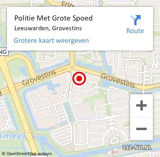 Locatie op kaart van de 112 melding: Politie Met Grote Spoed Naar Leeuwarden, Grovestins op 21 december 2021 16:53