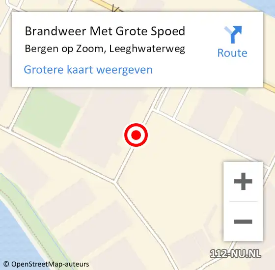 Locatie op kaart van de 112 melding: Brandweer Met Grote Spoed Naar Bergen op Zoom, Leeghwaterweg op 21 december 2021 16:55