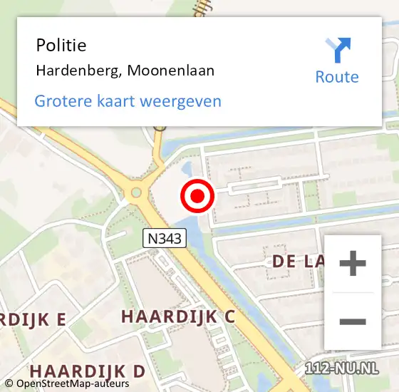 Locatie op kaart van de 112 melding: Politie Hardenberg, Moonenlaan op 21 december 2021 16:59