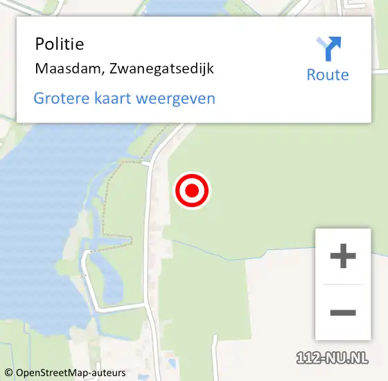 Locatie op kaart van de 112 melding: Politie Maasdam, Zwanegatsedijk op 21 december 2021 17:01