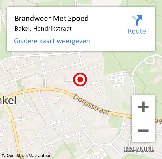 Locatie op kaart van de 112 melding: Brandweer Met Spoed Naar Bakel, Hendrikstraat op 21 december 2021 17:04