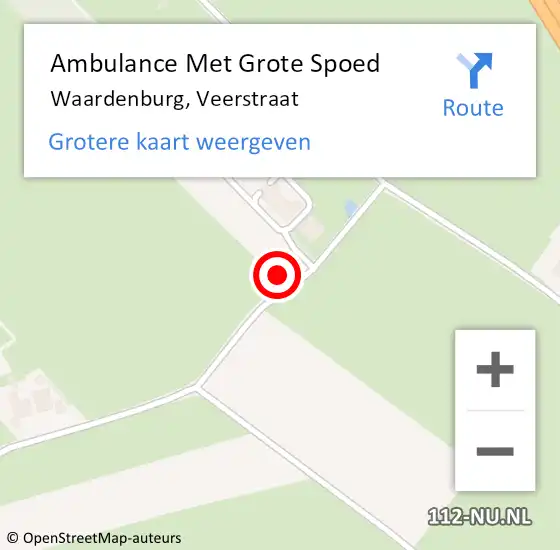 Locatie op kaart van de 112 melding: Ambulance Met Grote Spoed Naar Waardenburg, Veerstraat op 21 december 2021 17:19